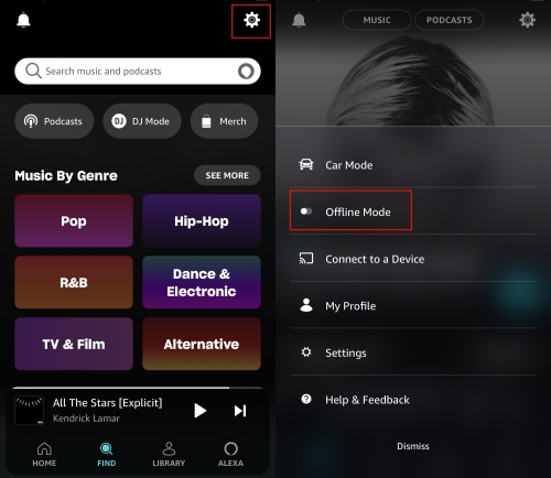 amazon music オフラインモードios