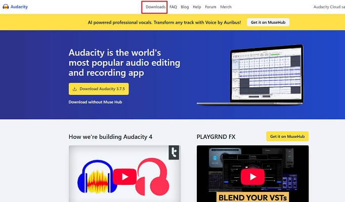 Audacity公式サイト
