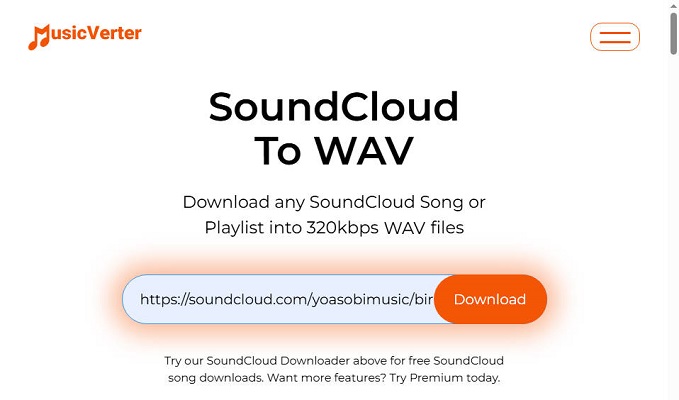 MusicverterでSoundCloudをWAVでダウンロード