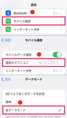 iOSのデータセーバーモードを有効