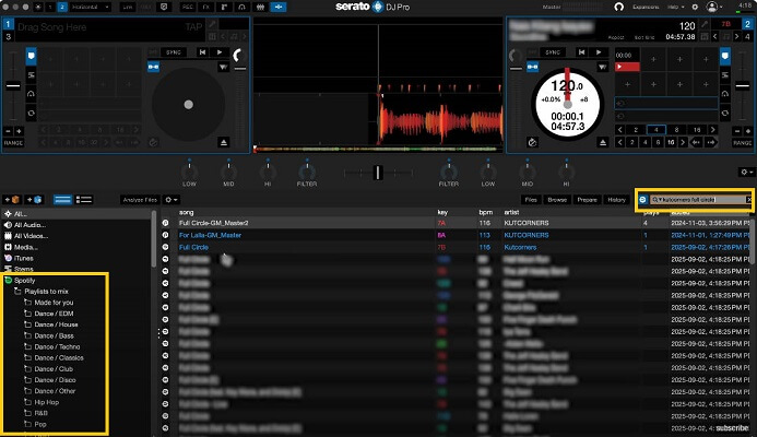 Serato DJでSpotifyプレミアムの曲をミックス