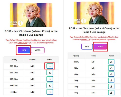 MP3 Juice形式選択