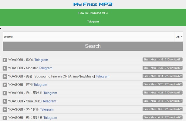 MyFreeMp3で音楽をダウンロード