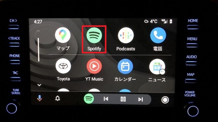  Android AutoでSpotify を再生