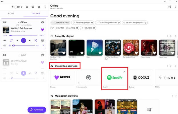 MusicCast ControllerアプリでSpotifyを再生