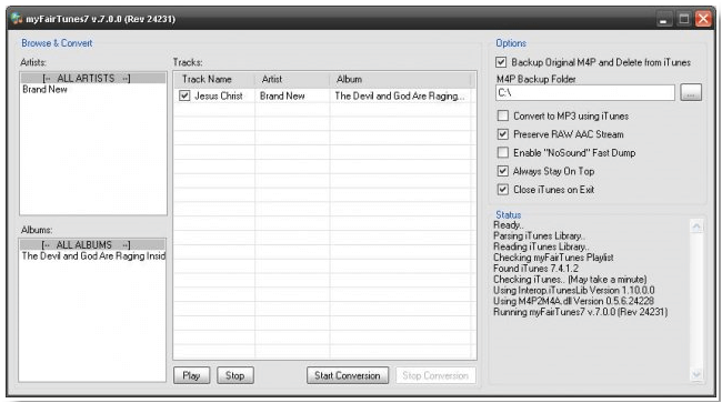 MyFairTunesでiTunesのDRMを解除
