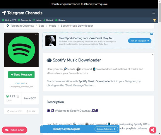 spotify music downloader telegram botsでSpotifyをMP3に変換