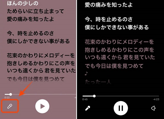 Spotifyマイクマークをタップ