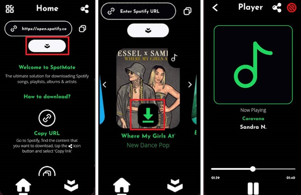 Androidアプリ版SpotMateで単曲をダウンロード