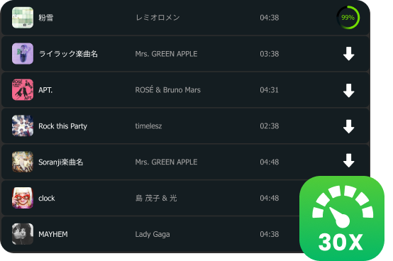 最大30倍速でラインミュージックをダウンロード